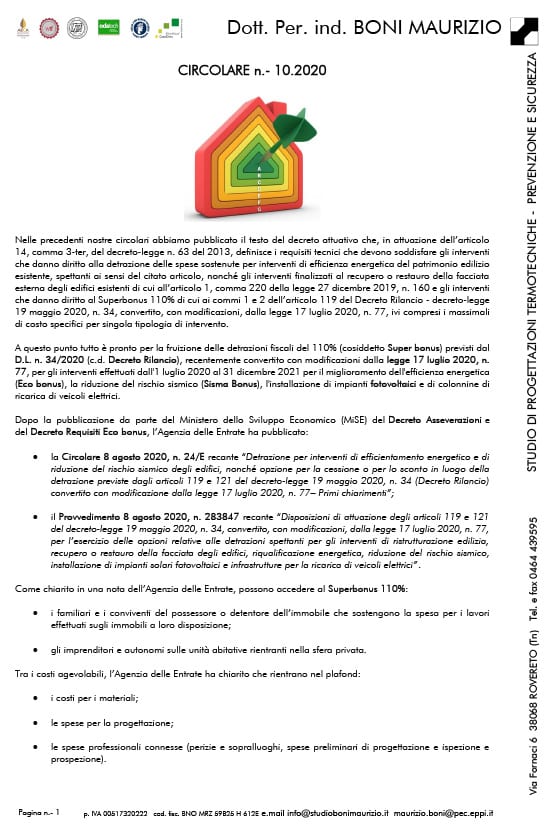 Nuova situazione - Circolare 10.2020 - Studio Boni